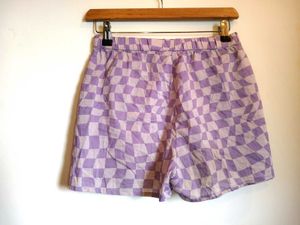 Lilac Checkerboard Print Shorts