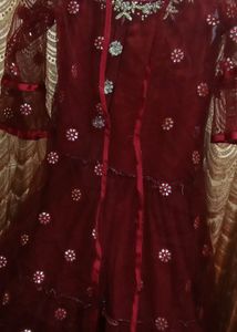 Elegant Maroon Embellished Dress