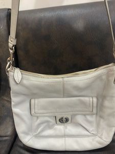 Coach Leather Shoulder Bag - Gray