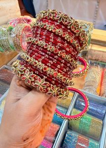 Green &amp; Gold Bangle Set Pair