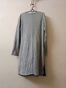 Gray Long Sleeve Mini Dress