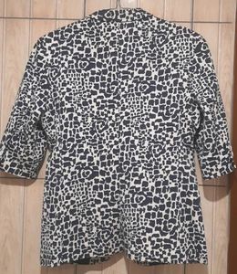 Patterned Cropped Sleeve Casual Blazer