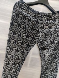 Black Printed Velvet Trousers
