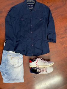Navy Blue Casual Shirt Vettorio Fratini