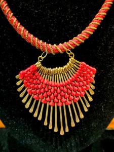 Red &amp; Gold Statement Necklace
