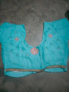 Teal Embellished Saree with Blouse