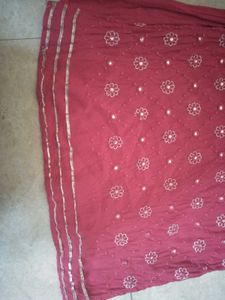 Red Embroidered Kurta