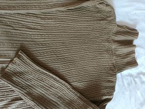Women High Neck Brown Sweater