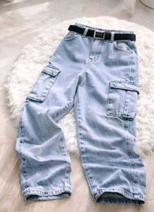 Light Wash Cargo Jeans