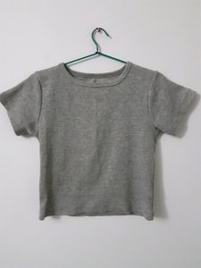 Round Neck Grey Crop Top