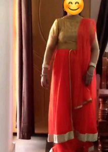 Orange &amp; Gold Embroidered Gown