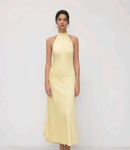 satin silk maxi halterneck dress