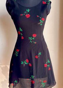 Floral Classic Black Dress