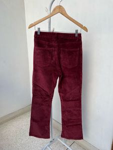 Maroon Corduroy Flare Leg Jeans