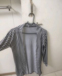 Striped Open Front Cardigan