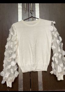 Ruffle Net Sleeves Top