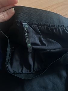 Blue Black Striped Knee Length Skirt
