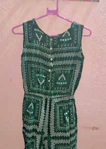 Green Printed Playsuit