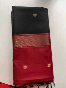 Elegant Black &amp; Red Saree
