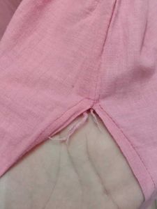 Pink Embroidered Cotton Kurti