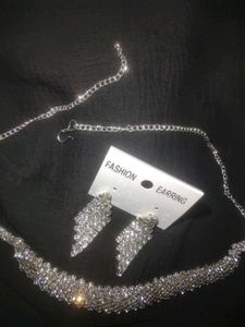 Sparkling Rhinestone Necklace & Earring Set