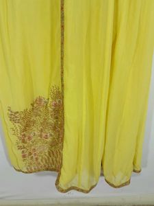Yellow Embroidered A Line Kurta Set Women&#39;s