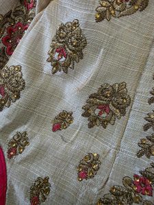 Beige Pink Ethnic Gown Set Leggings Dupatta