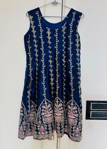 Elegant Embroidered Navy Blue Dress