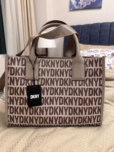 DKNY Typography Printed Leather Bag