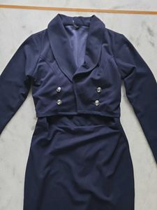 COMBO Navy Blue Bodycon Dress, Cropped Blazer Se