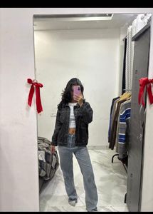 Unisex Black Charcoal Denim Jacket