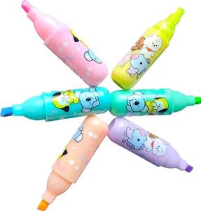 Cute BT21 Theme Bottle ShapeHighlighters,pack Of 6