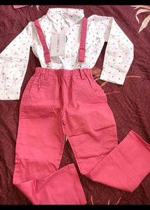 Boys' Pink Suspenders Outfit