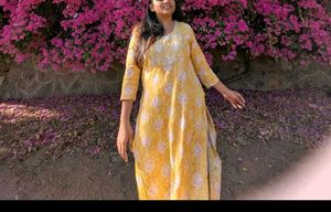 Elegant Yellow Printed Kurta
