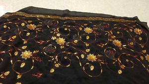 styled black saree with blouse party&#39; wear
