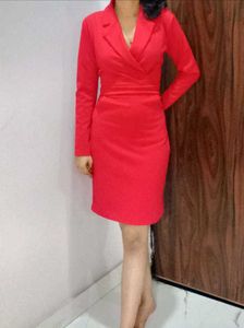 Modest Red Blazer Dress for corporate boss ladies