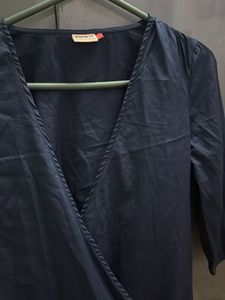 Navy Wrap Blouse