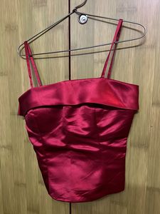 Red Satin Bardot Top