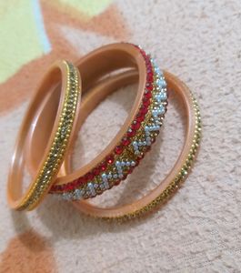 Red Golden Kade Bangles