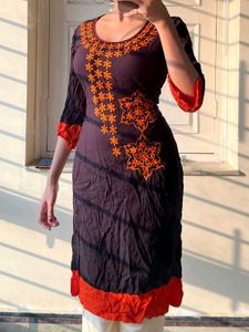 Embroidered Black Kurta