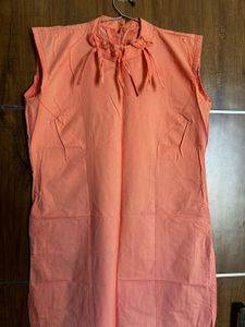Stright Coral Kurti With Pack Neck