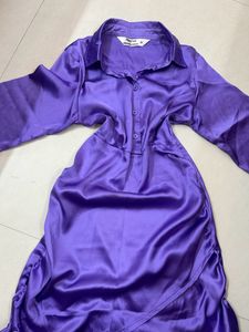 Satin Dress With Flared Slee