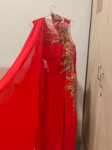 Red Embellished Ethnic Gown