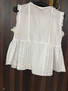 Nissie White Ruffle Eyelet Top