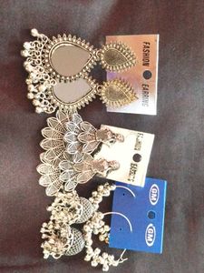 Boho Silver Tone Drop Earrings