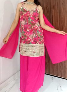Brand New Heavy Rose Pink Sharara Set