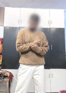 Trendy Oversized Brown Knit Sweater