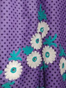 Purple mirror embellishe asymmetrical kurta