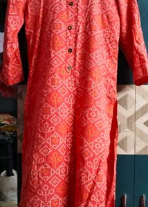 Coral Bandhani Print Kurti