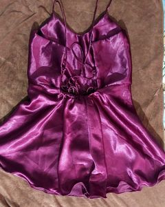 Wine Satin Romper Lengtg 32